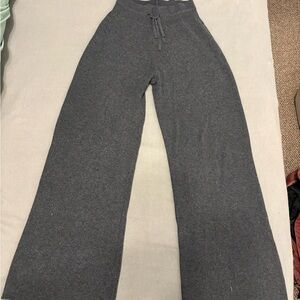 Gray Wide-Leg Knit Pants